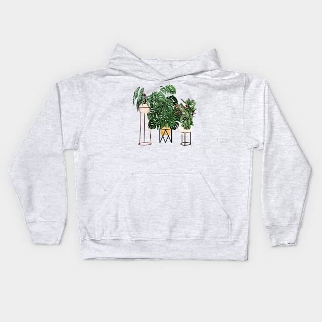 Potted Plants 12 Kids Hoodie by Gush Art Studio 1